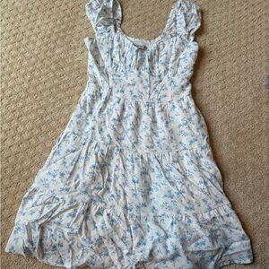 Hollister floral mini dress blue and white